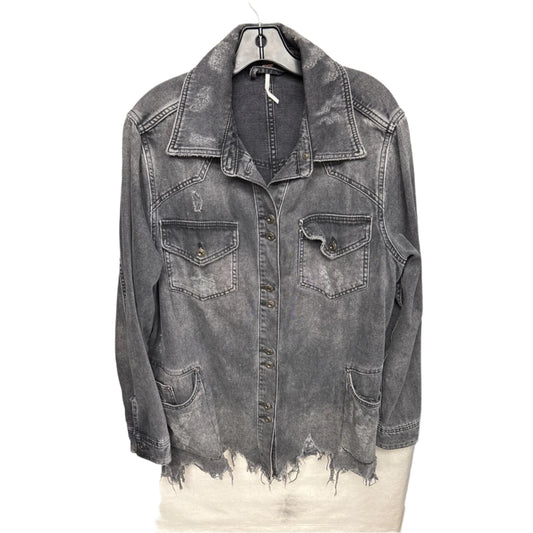 Jacket Denim By Free People In Grey, Size: L