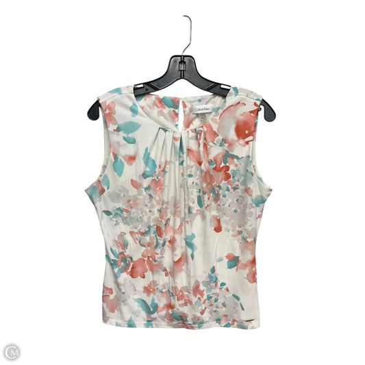 Top Sleeveless By Calvin Klein In Blue & Orange, Size: M