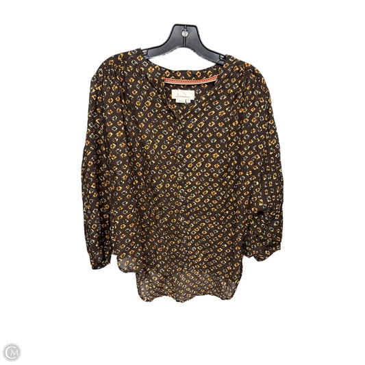 Top Long Sleeve By Anthropologie In Brown, Size: M