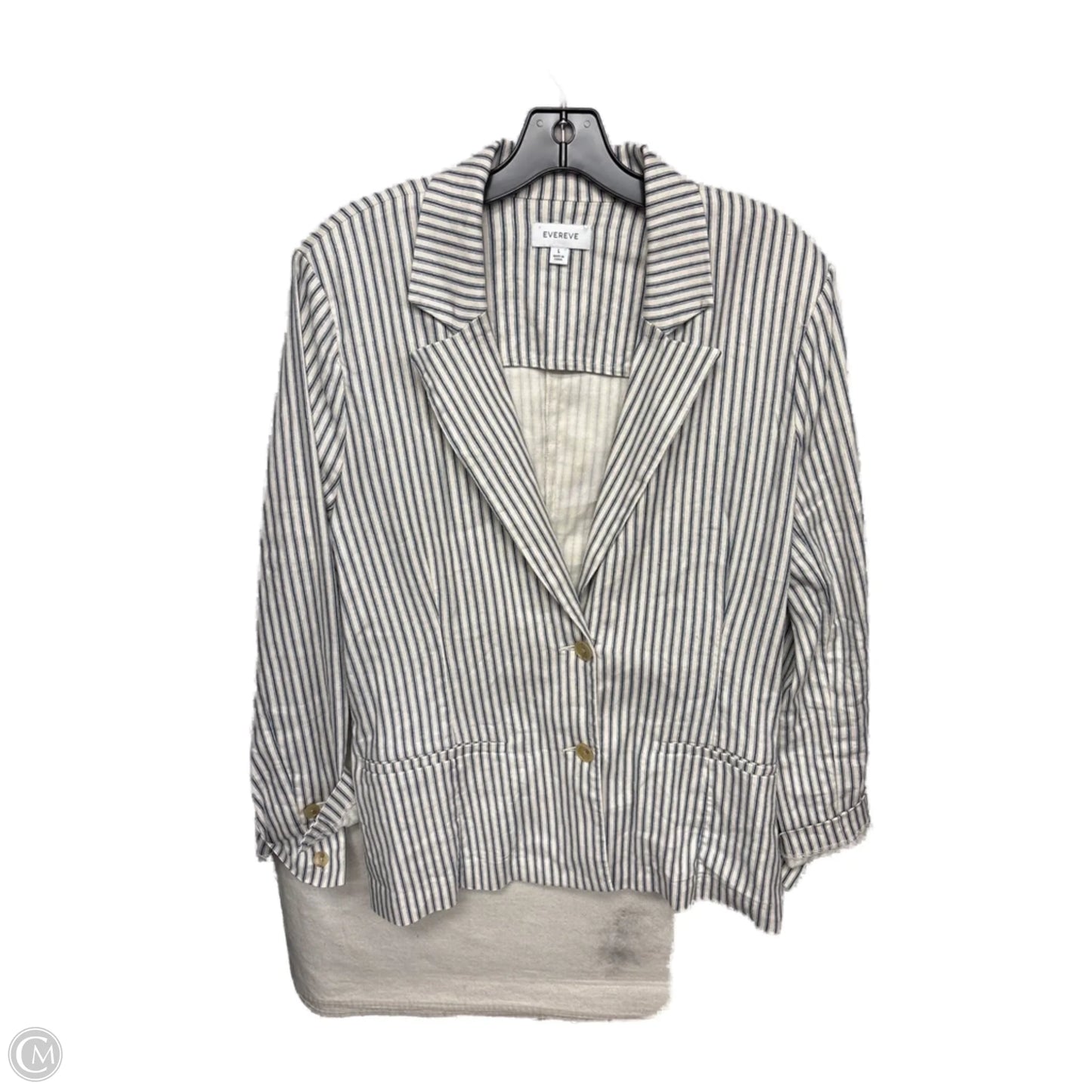 Blazer By Evereve In Blue & Cream, Size: L