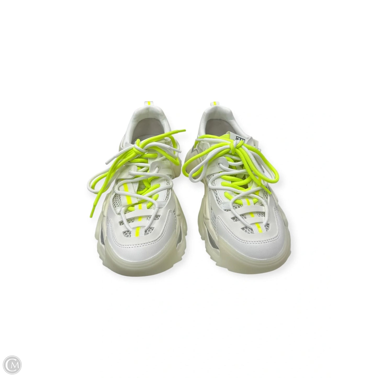 Shoes Sneakers By Steve Madden In White & Yellow, Size: 8.5