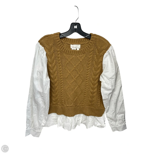 Sweater By Anthropologie In Brown & White, Size: L