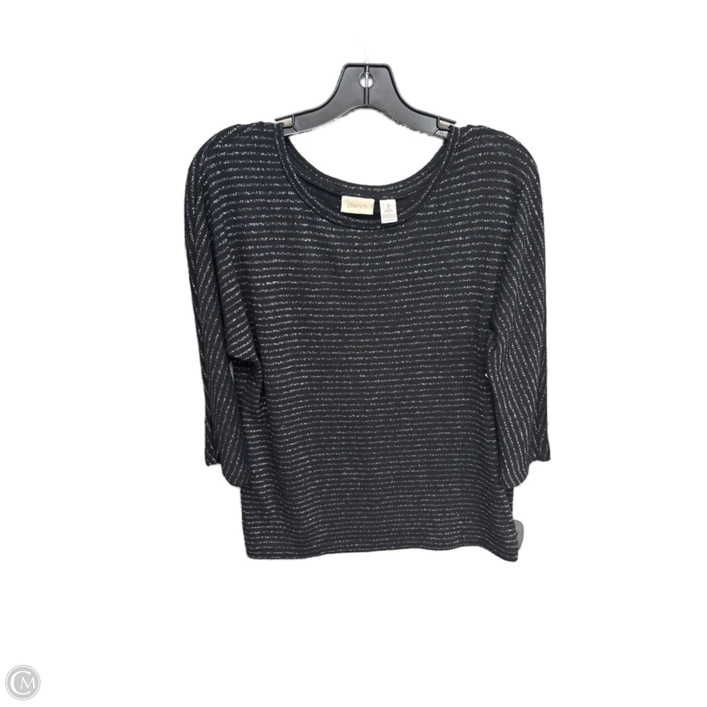 Top 3/4 Sleeve By Chicos In Black, Size: M