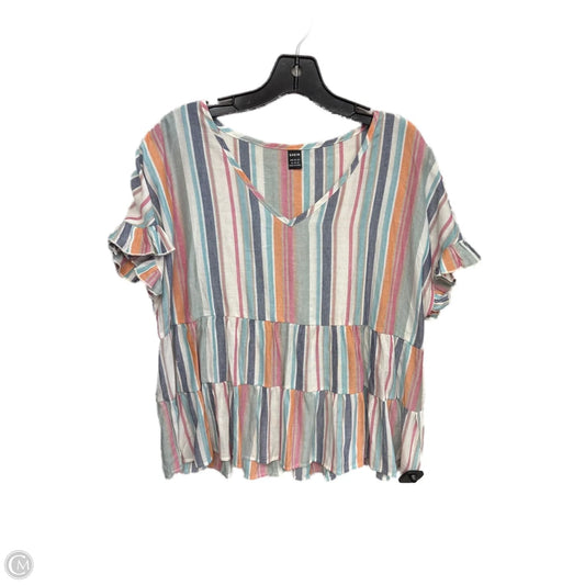 Top Short Sleeve By Shein In Striped Pattern, Size: Xl