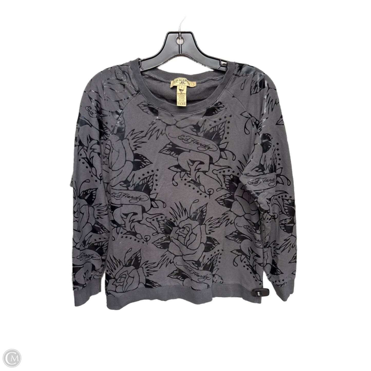 Sweatshirt Crewneck By Ed Hardy In Grey, Size: M