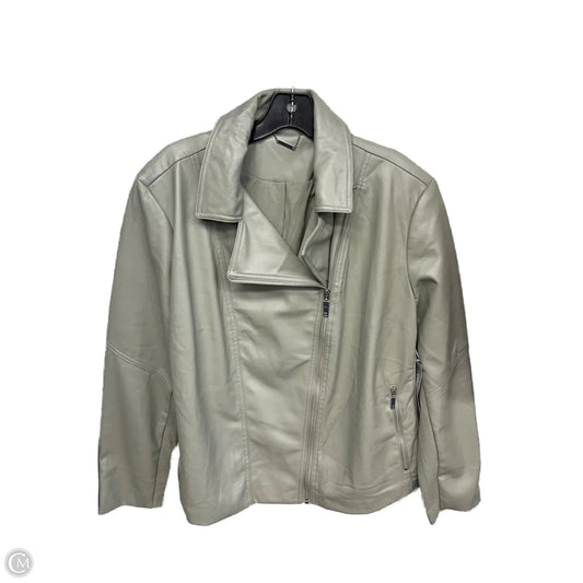 Jacket Moto By Chicos In Green, Size: Xl