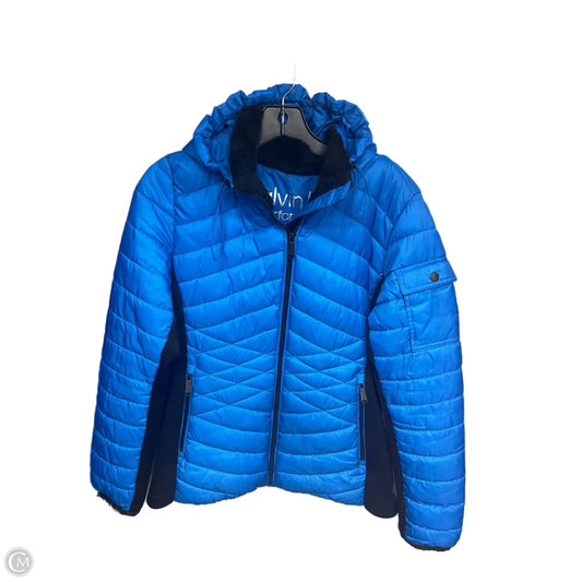 Jacket Puffer & Quilted By Calvin Klein In Blue, Size: M