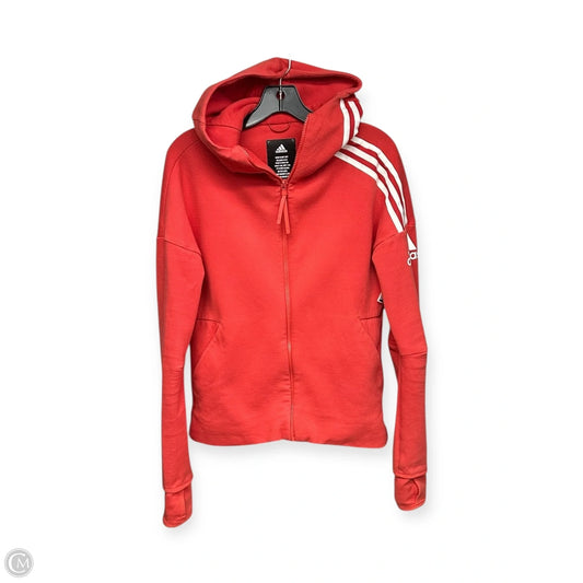 Athletic Sweatshirt Hoodie By Adidas In Coral, Size: M