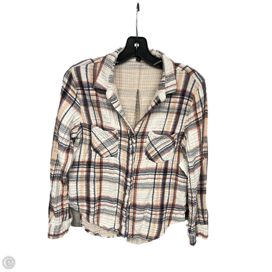Top Long Sleeve By Velvet Heart In Plaid Pattern, Size: L