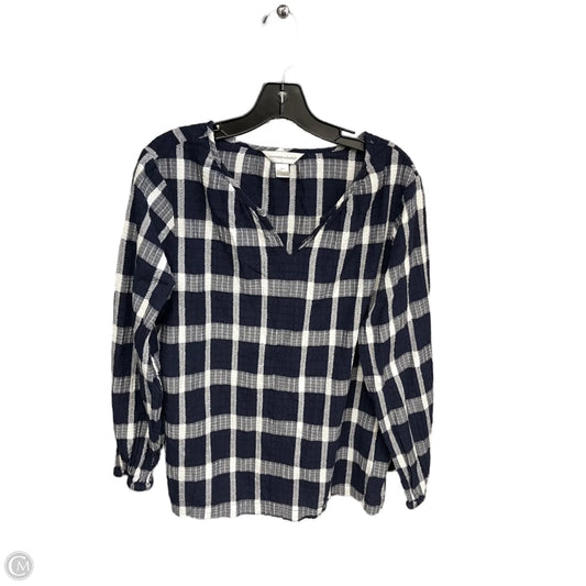 Top Long Sleeve By Christopher And Banks In Blue & White, Size: Xl