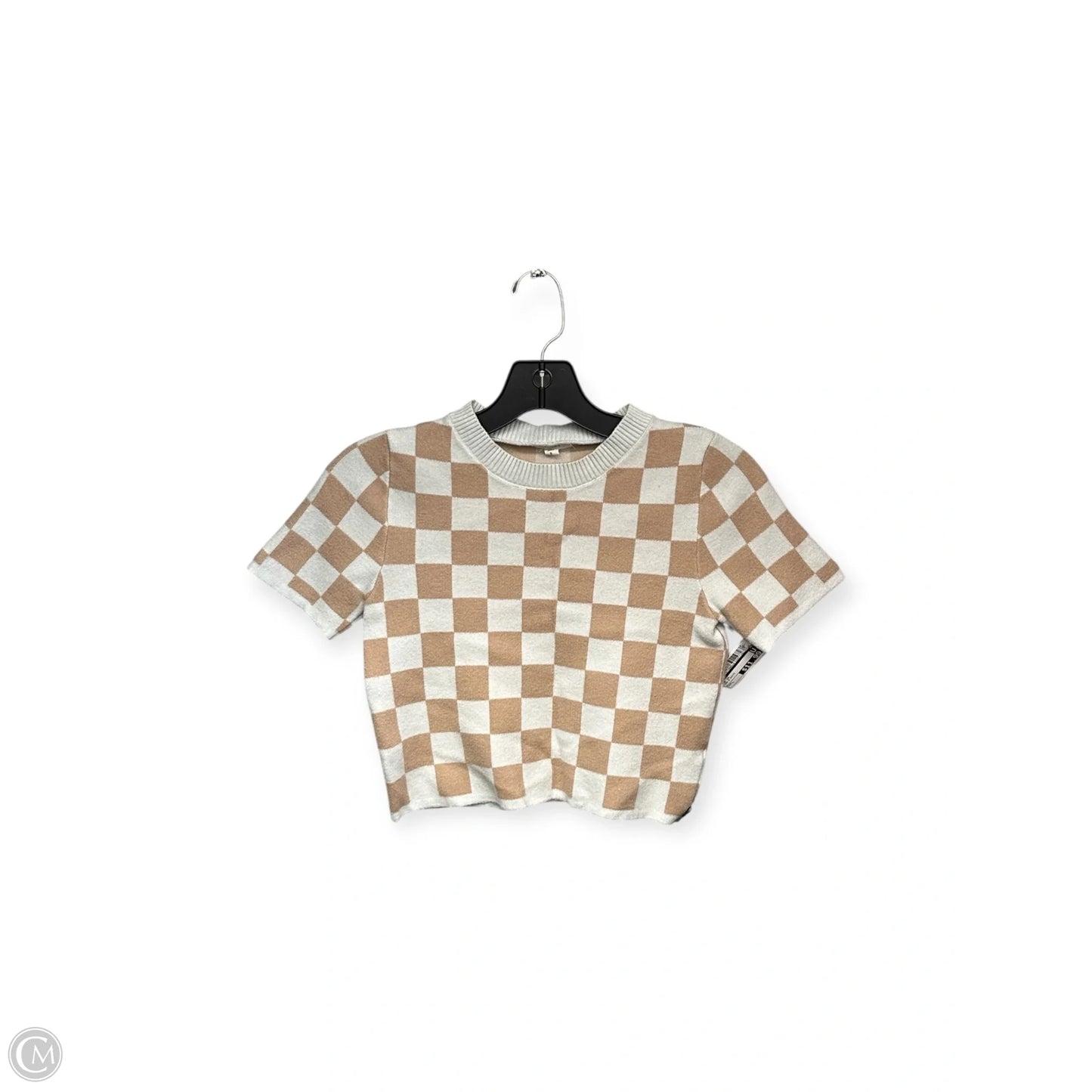 Top Short Sleeve By Debut In Tan & White, Size: S