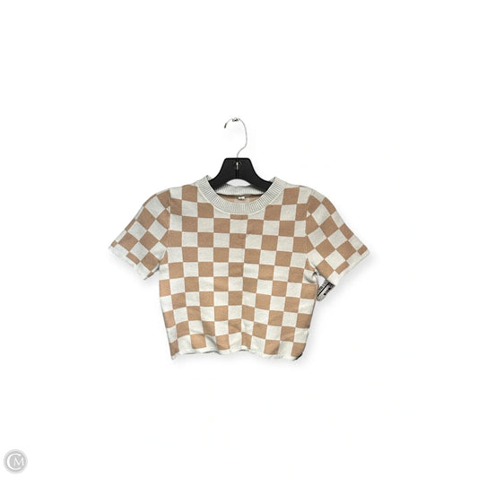 Top Short Sleeve By Debut In Tan & White, Size: S