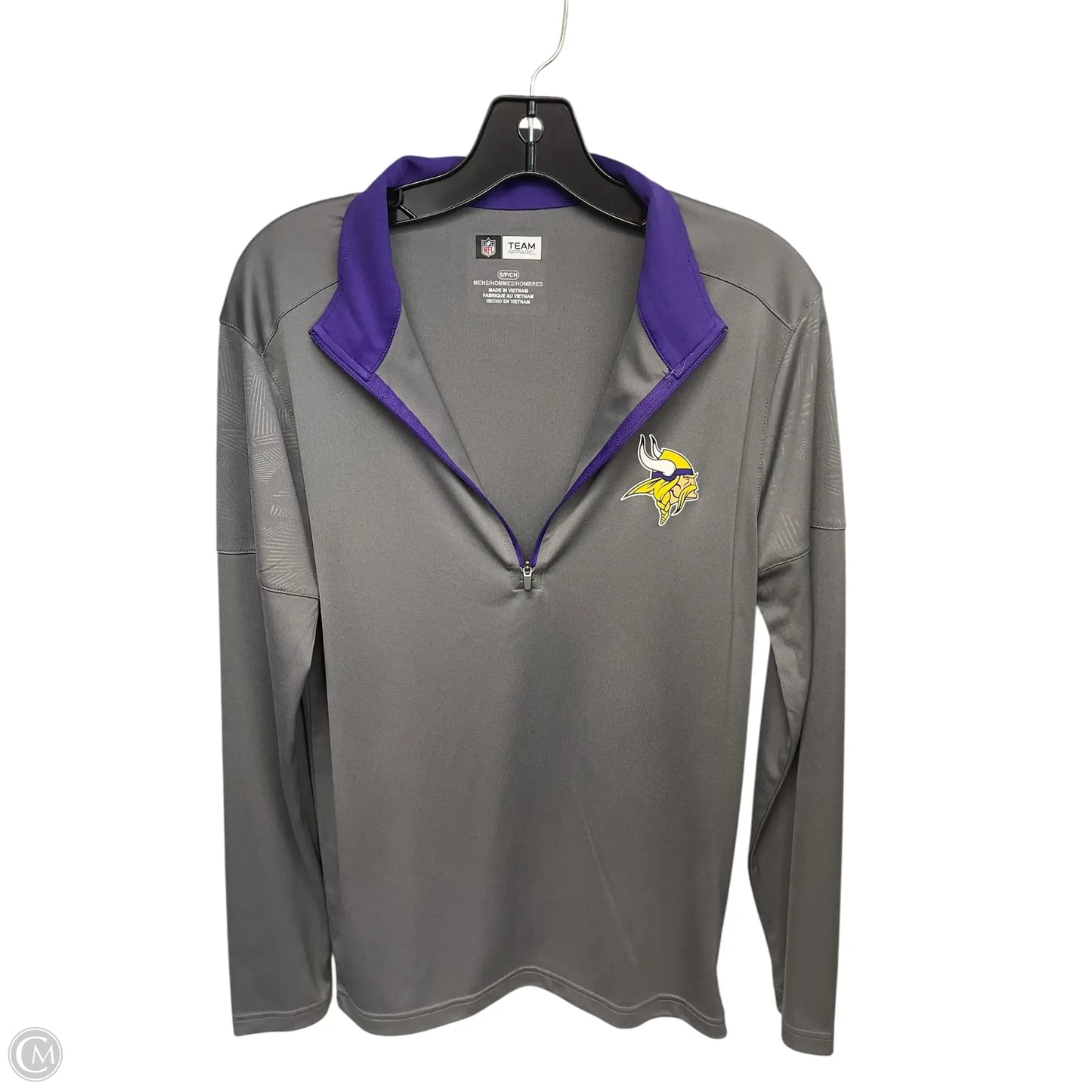 Athletic Top Long Sleeve Collar By Nfl In Grey, Size: S