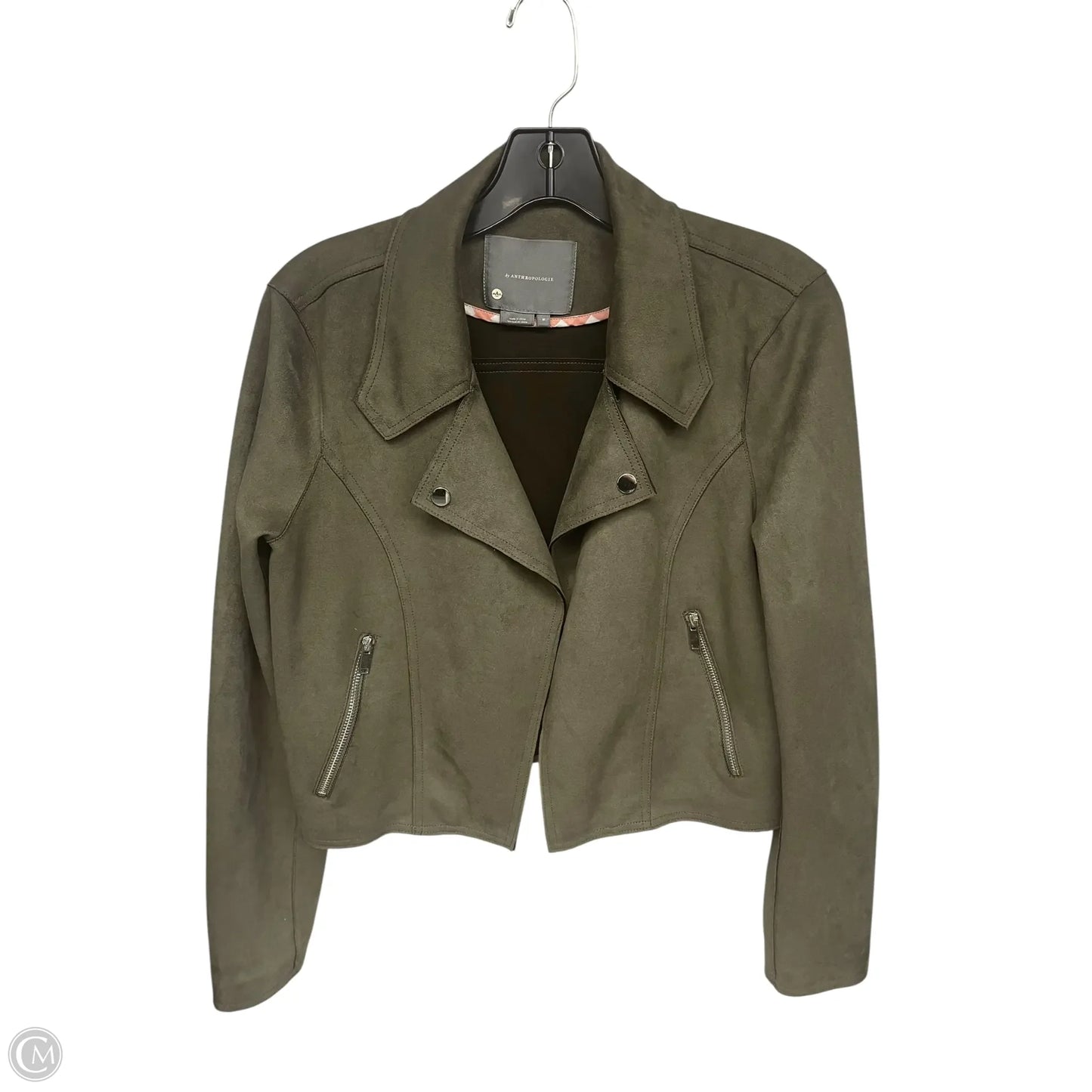 Jacket Moto By Anthropologie In Green, Size: M