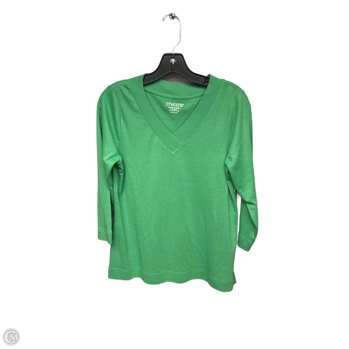 Top 3/4 Sleeve By Chicos In Green, Size: M