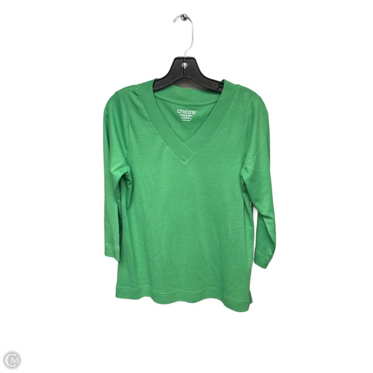 Top 3/4 Sleeve By Chicos In Green, Size: M