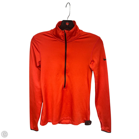 Athletic Top Long Sleeve Collar By Nike Apparel In Orange, Size: S