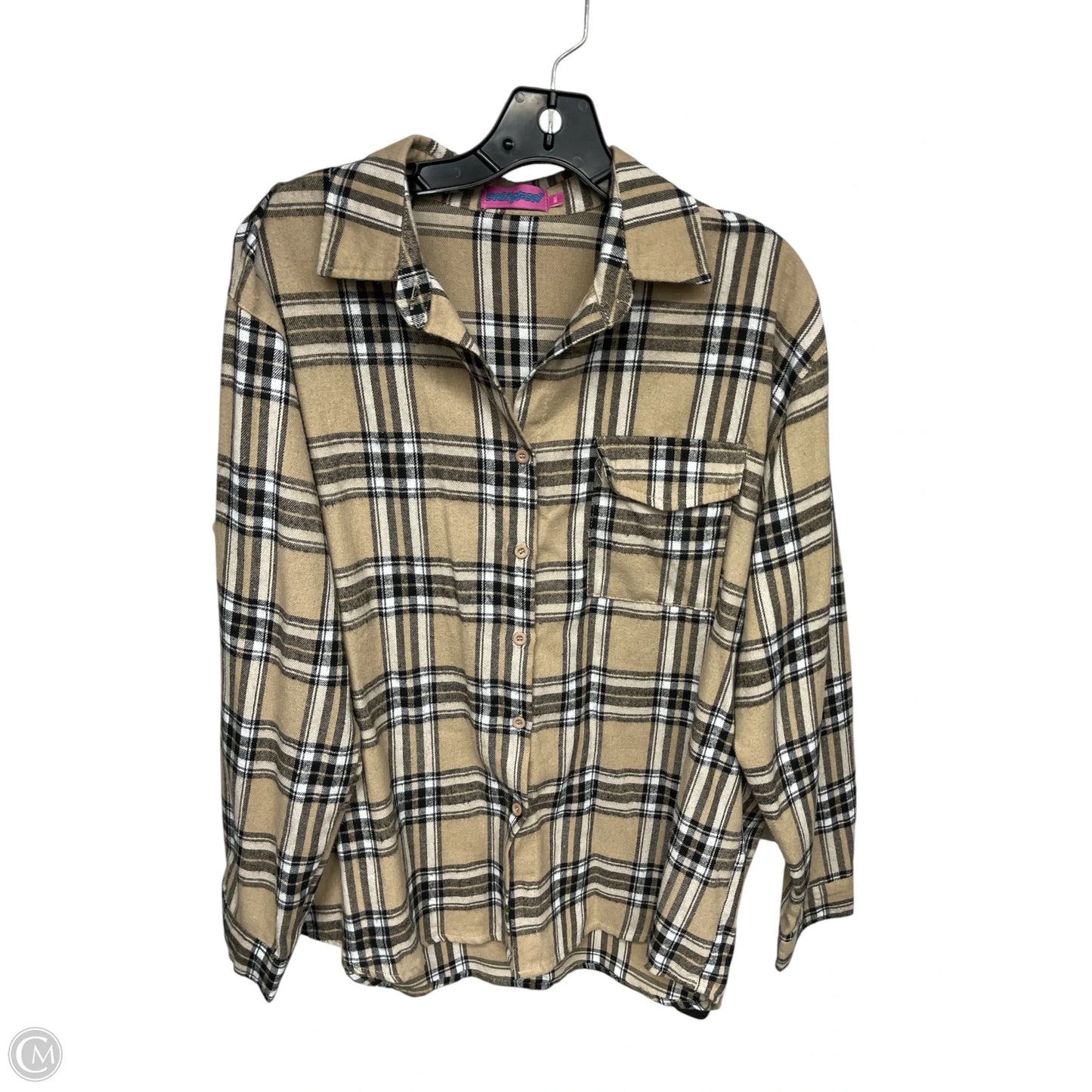 Top Long Sleeve By Edikted In Plaid Pattern, Size: M
