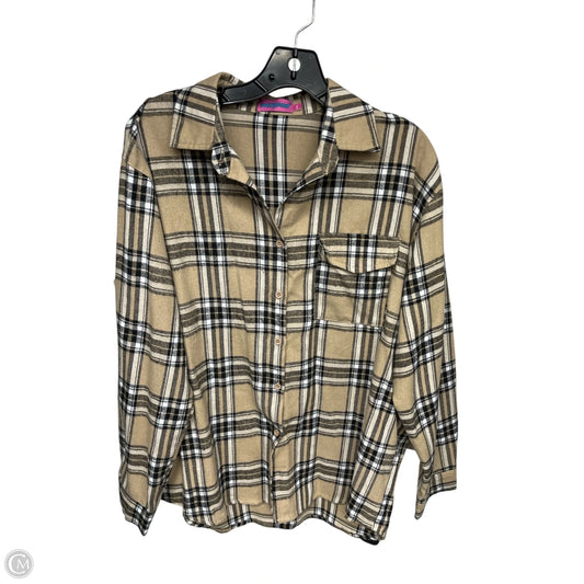 Top Long Sleeve By Edikted In Plaid Pattern, Size: M