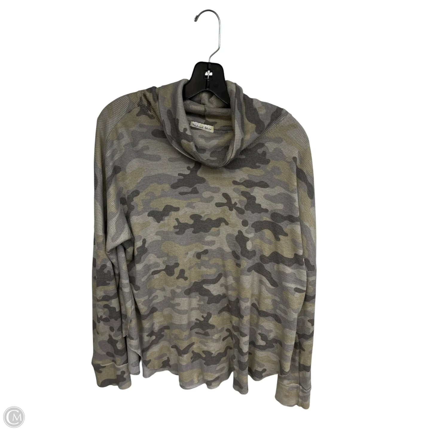 Top Long Sleeve By Michael Stars In Camouflage Print, Size: L