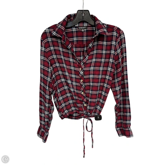 Top Long Sleeve By Style Envy In Plaid Pattern, Size: M