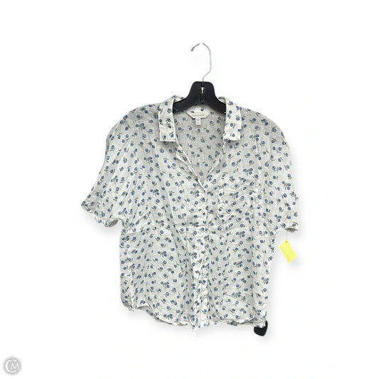 Top Short Sleeve By Garnet Hill In Blue & White, Size: 4