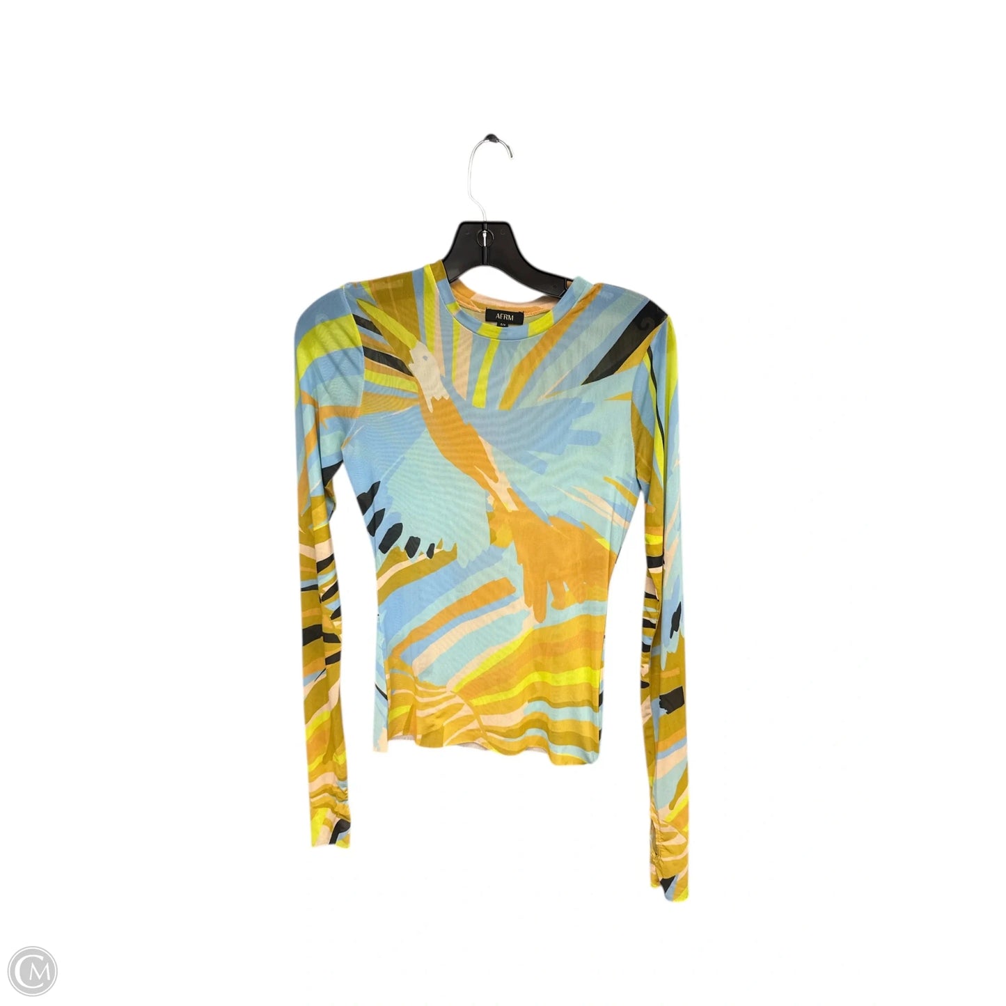 Top Long Sleeve By Afrm In Blue & Yellow, Size: S
