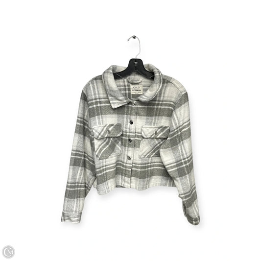 Jacket Shirt By Ashley In Grey & White, Size: Xl