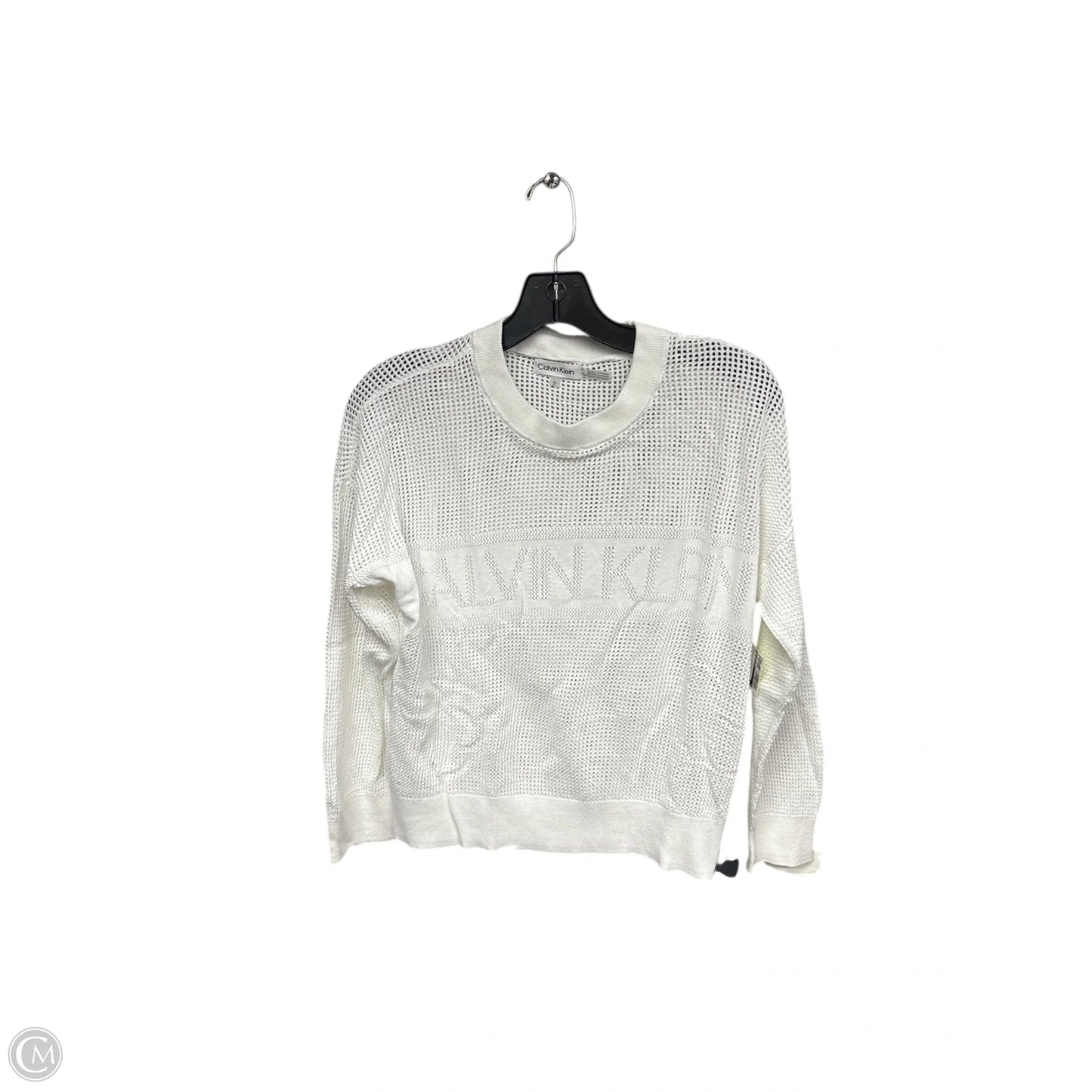 Top Long Sleeve By Calvin Klein In Ivory, Size: L