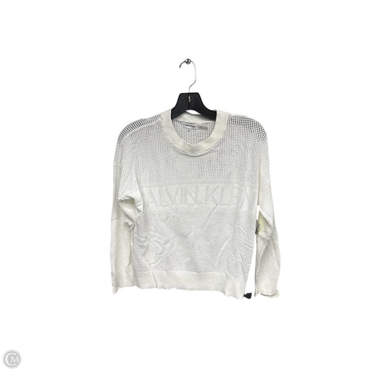 Top Long Sleeve By Calvin Klein In Ivory, Size: L