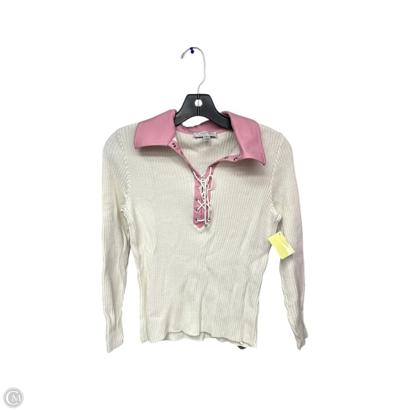 Top Long Sleeve By St. John In Cream & Pink, Size: S