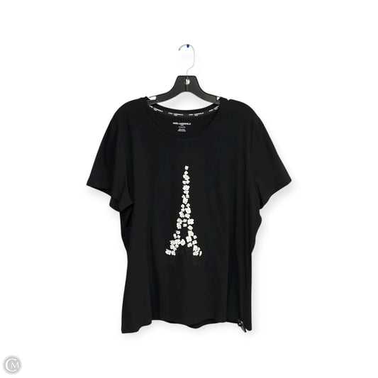 Top Short Sleeve Designer By Karl Lagerfeld In Black & White, Size: Xl