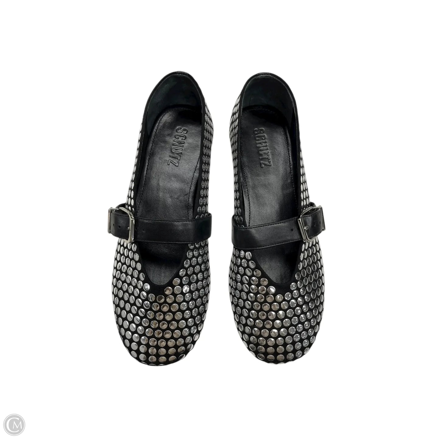 Shoes Flats By Schutz In Black & Silver, Size: 6.5