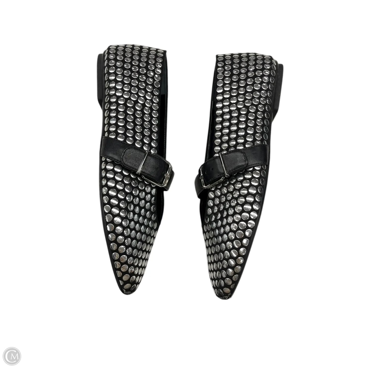 Shoes Flats By Schutz In Black & Silver, Size: 6.5