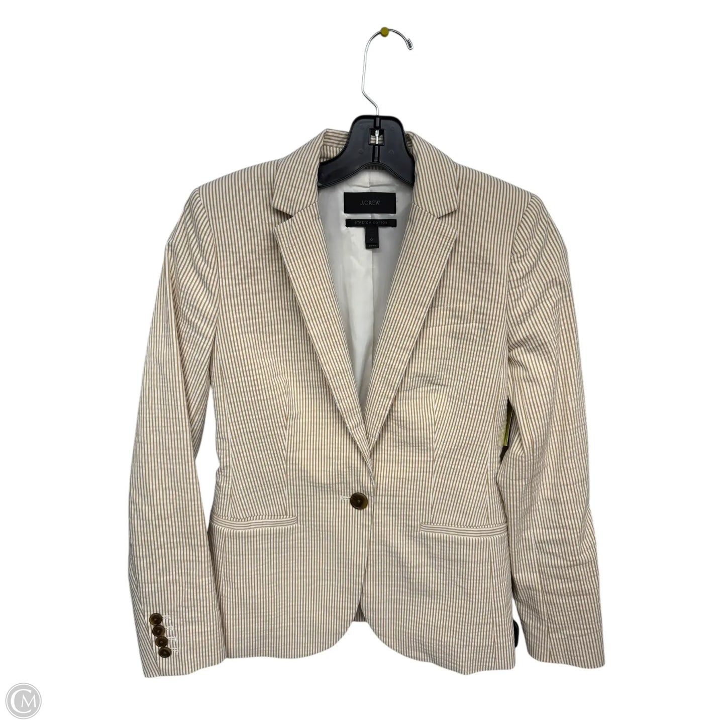 Blazer By J. Crew In Tan & White, Size: 0