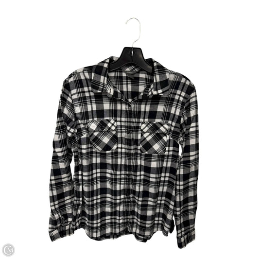Top Long Sleeve By Eddie Bauer In Black & White, Size: S