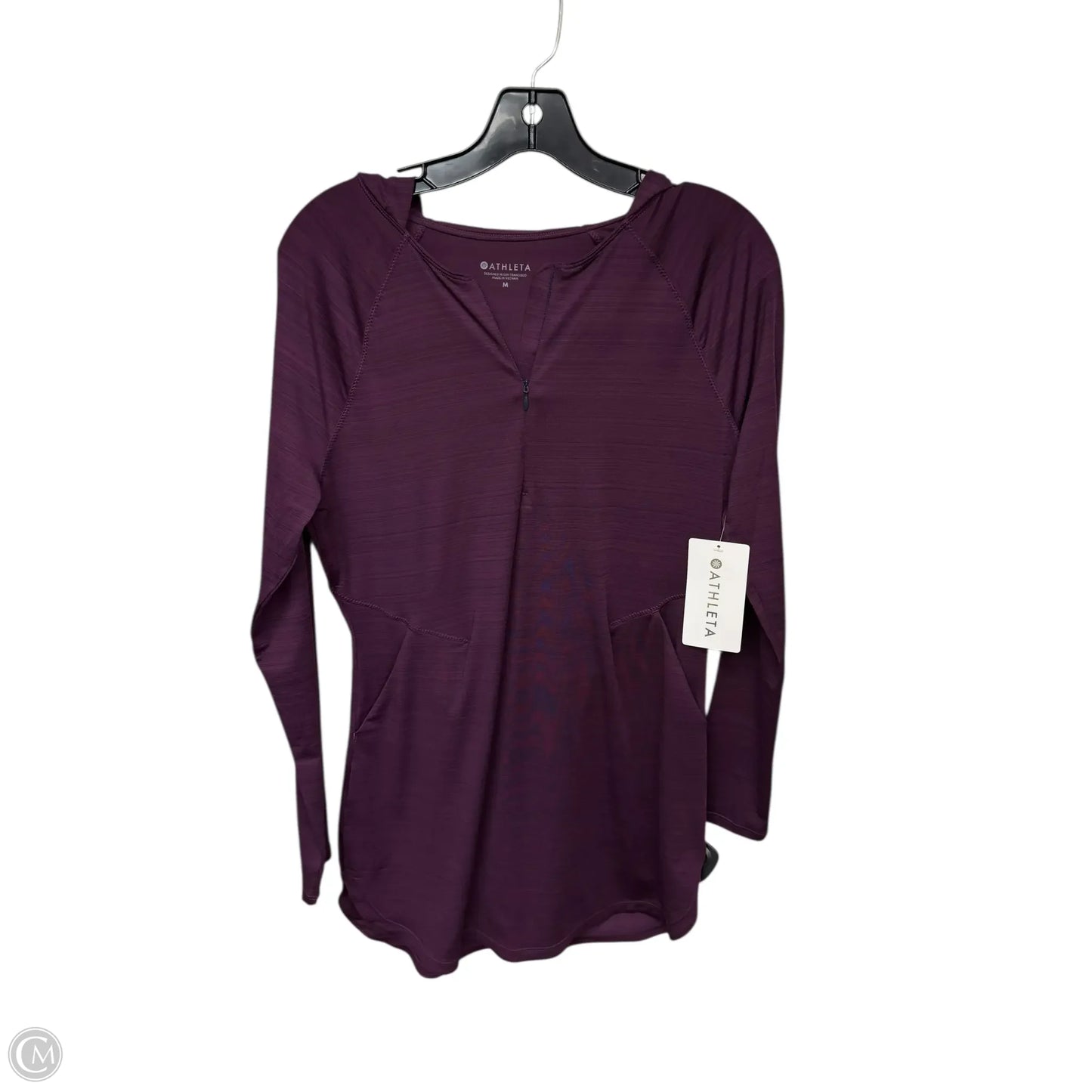 Athletic Top Long Sleeve Hoodie By Athleta In Purple, Size: M