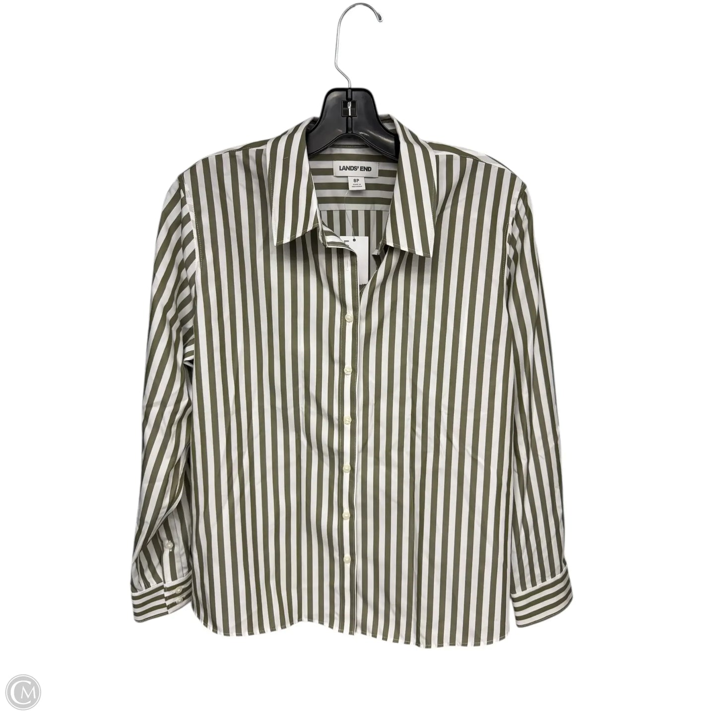 Top Long Sleeve By Lands End In Striped Pattern, Size: 8p