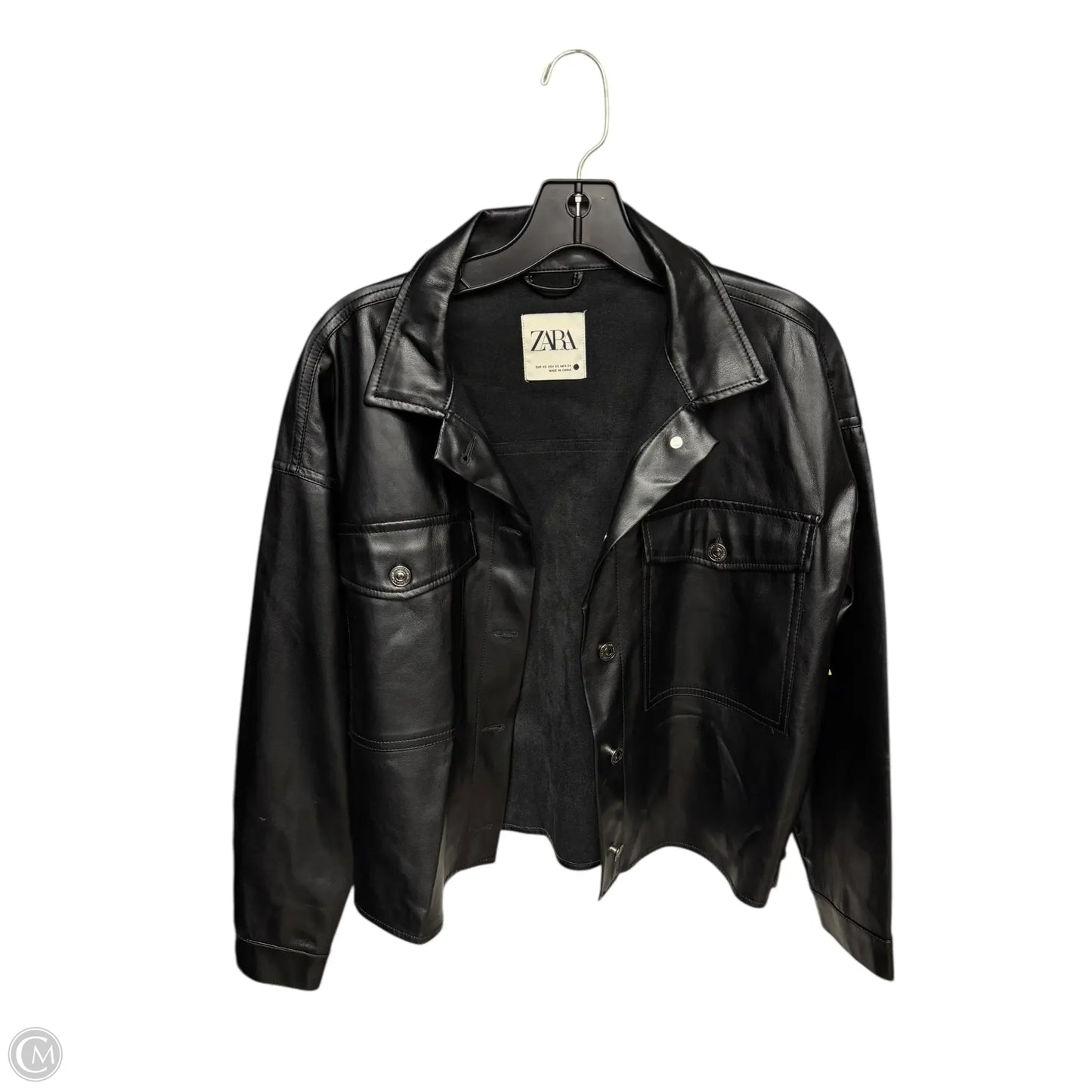 Jacket Shirt By Zara In Black, Size: Xs