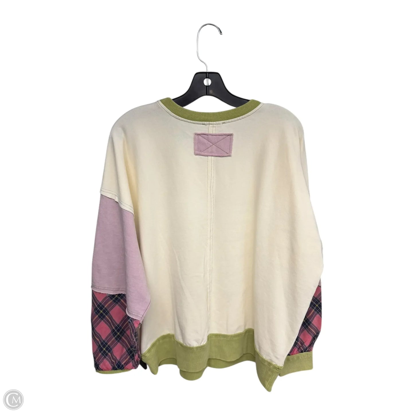 Sweater By Easel In Cream & Green, Size: M