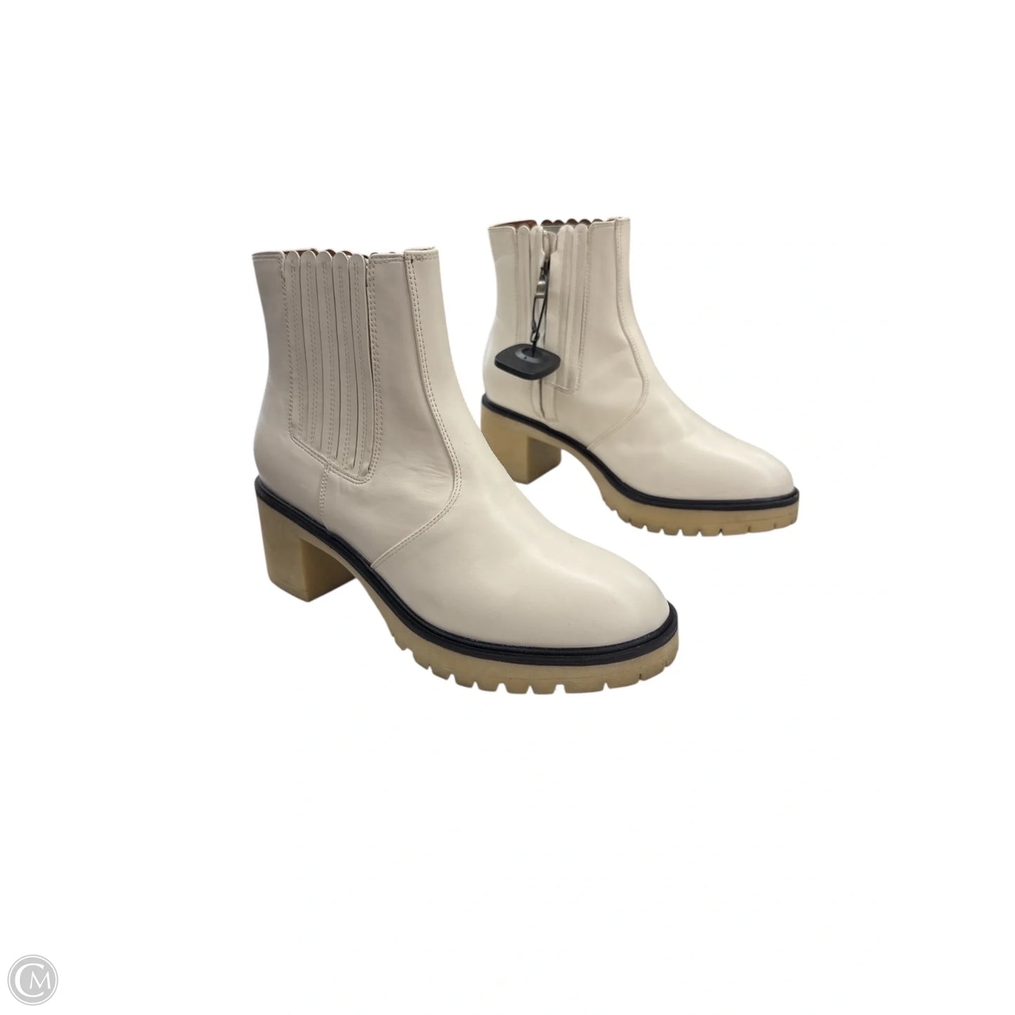 Boots Ankle Heels By Clothes Mentor In Ivory, Size: 10