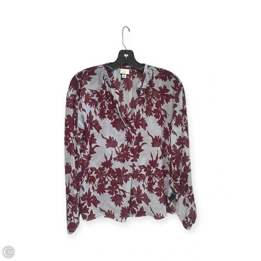 Top Long Sleeve By A New Day In Blue & Red, Size: Xs
