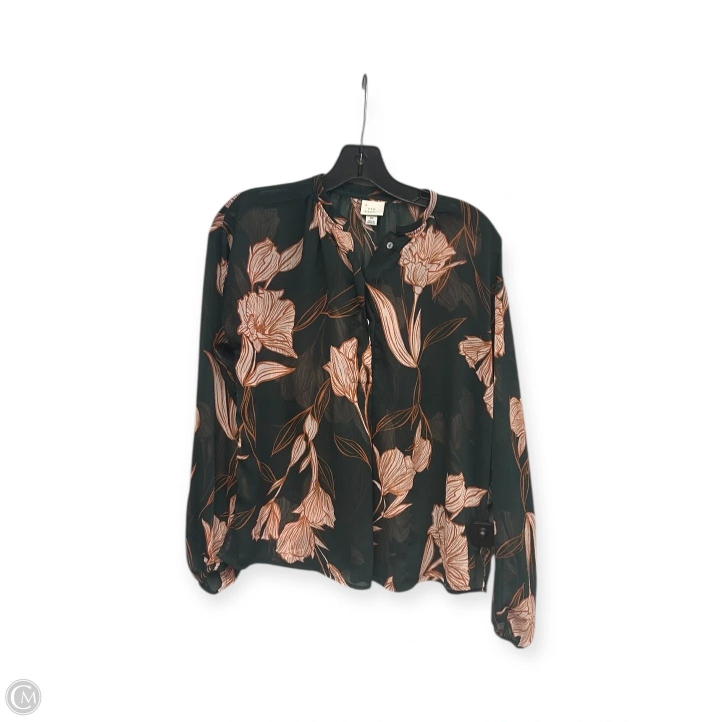 Top Long Sleeve By A New Day In Green & Orange, Size: Xs