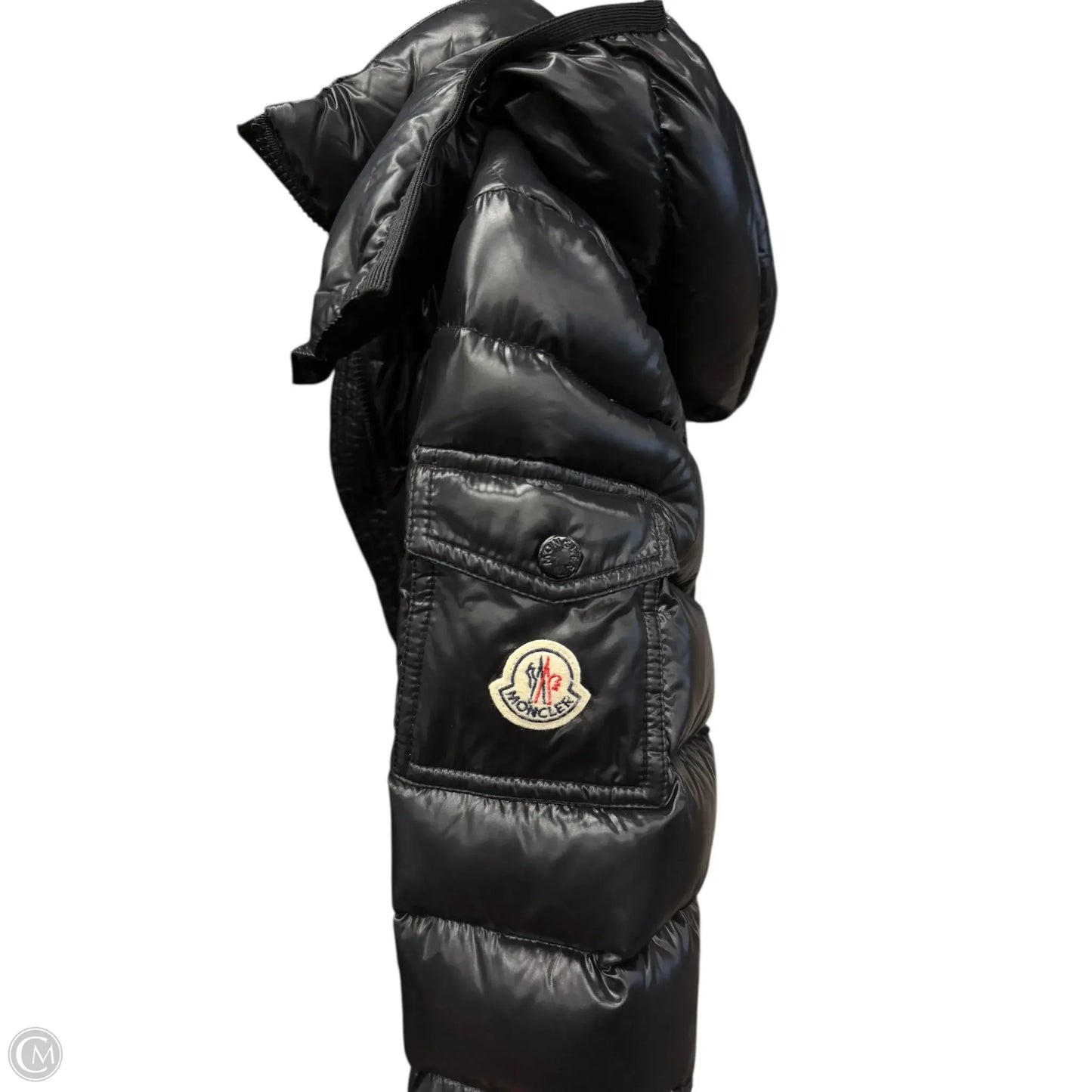 Jacket Luxury Designer By Moncler In Black, Size: 2
