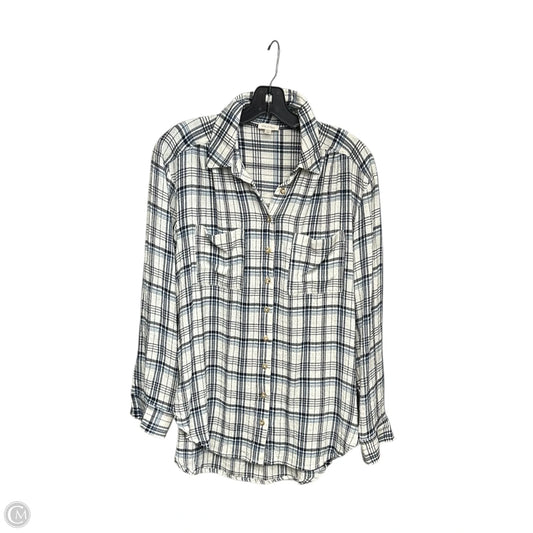 Top Long Sleeve By Pilcro In Blue & White, Size: S