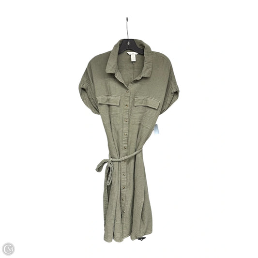 Dress Casual Midi By H&m In Green, Size: M