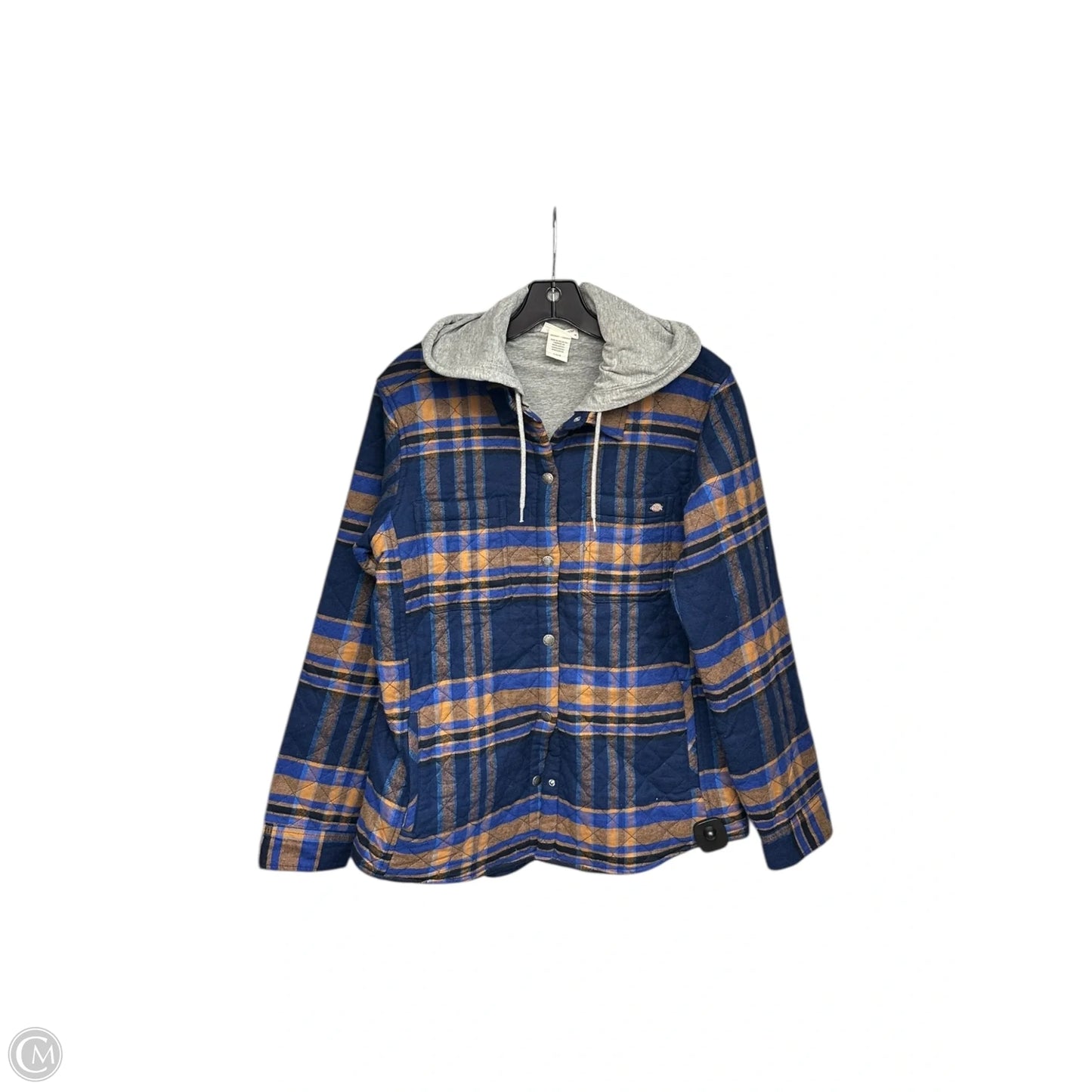 Jacket Shirt By Dickies In Blue & Orange, Size: L