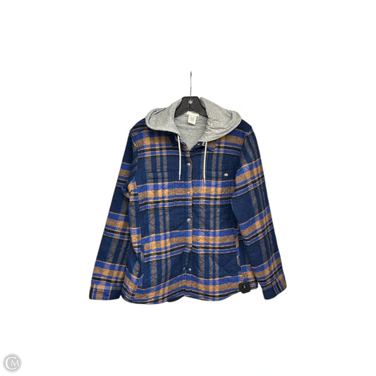 Jacket Shirt By Dickies In Blue & Orange, Size: L