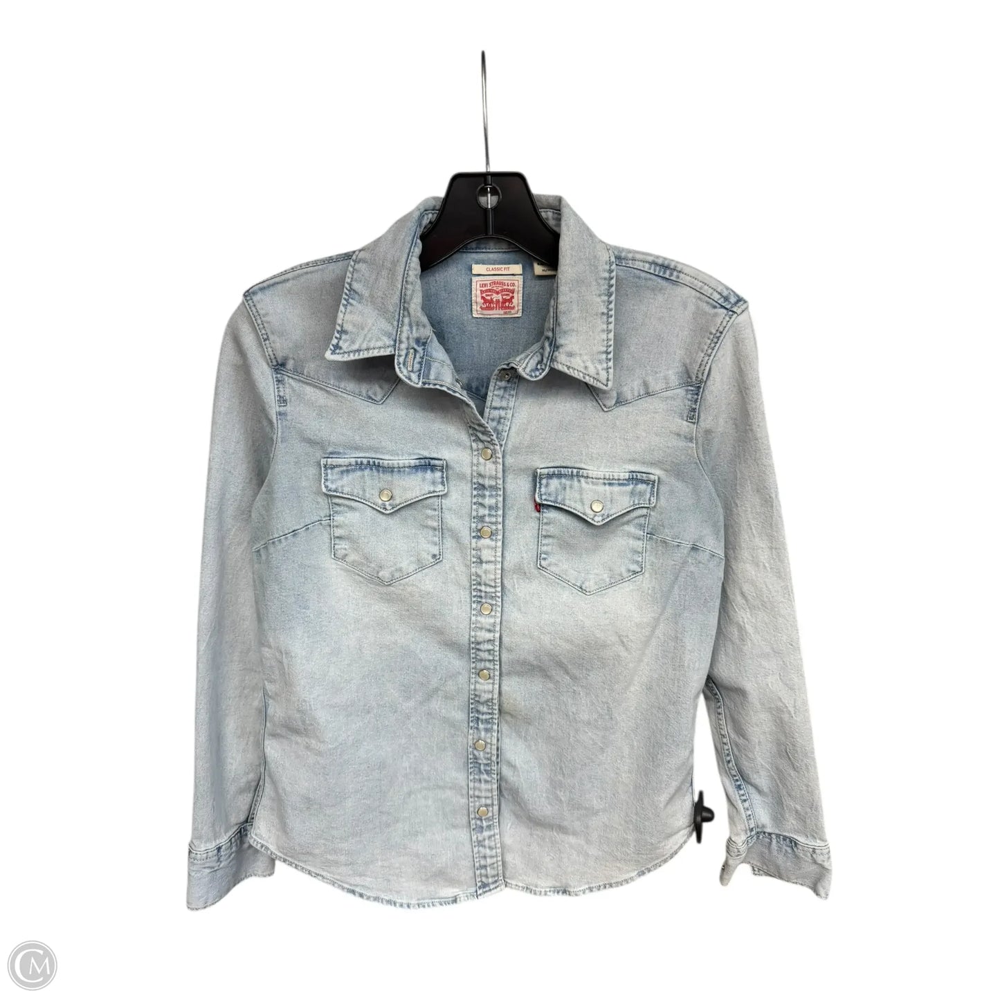 Top Long Sleeve By Levis In Blue Denim, Size: Xs