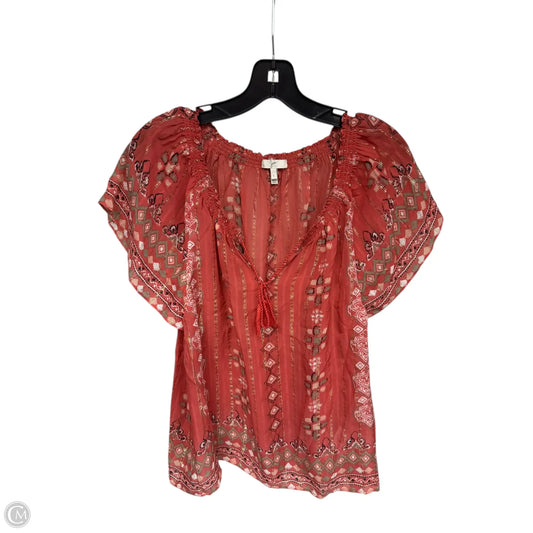 Top Short Sleeve By Joie In Coral, Size: L